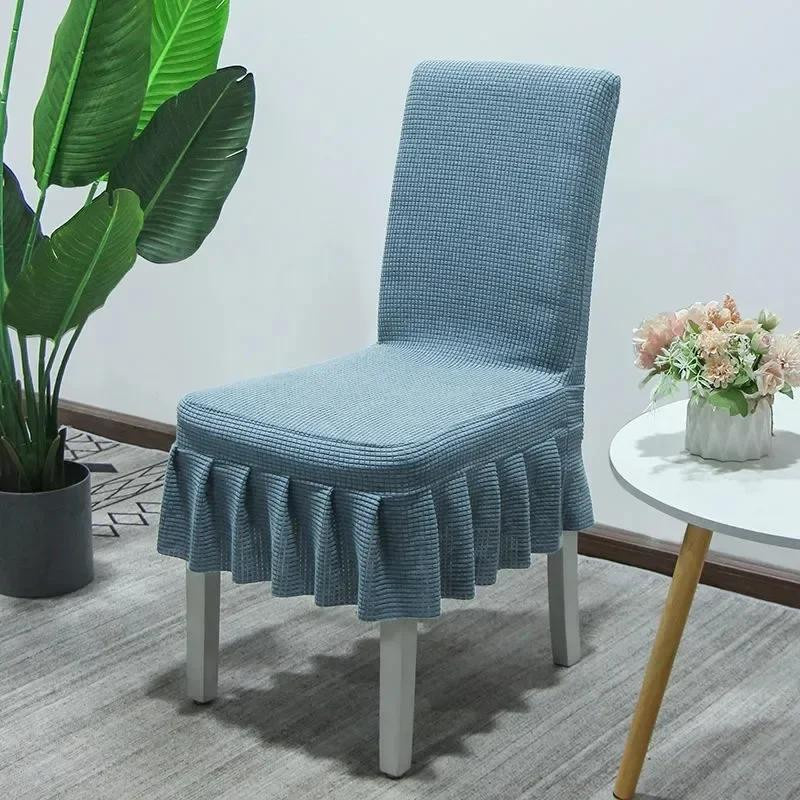 Hochwertiger Spandex-Stuhlbezug aus Jacquard-Stoff in Blau für Esszimmer und Küche, 1 Stück - Bild 2