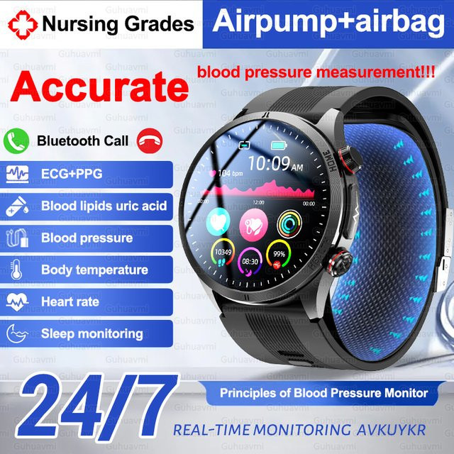 GUHUAVMI Smartwatch mit NFC und Airbag-Blutdruckmessung in Rot - Bild 1
