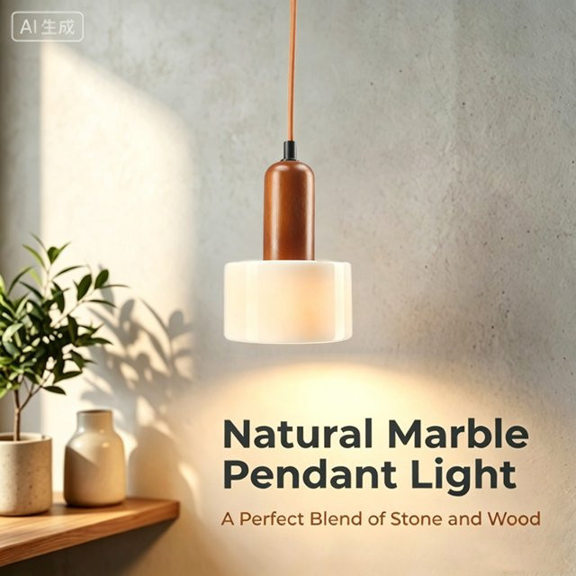 Moderner Marmor-Kronleuchter in Weiß im Wabi-Sabi-Design als hängende Kabelleuchte für dein Schlafzimmer mit warmweißem Licht - Bild 1