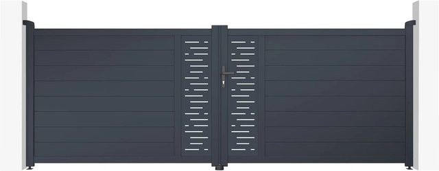 Casanoov Elektrisches Flügeltor Arlberg aus Aluminium in Grau inklusive Drehtorantrieb Ranger B150, Breite: 400 cm, Höhe: 140 cm - Bild 1