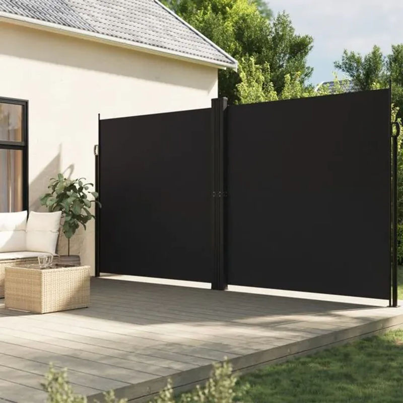Ausziehbare Seitenmarkise aus Polyester von Vidaxl in Schwarz, B/H: 1200 x 200 cm - Bild 1