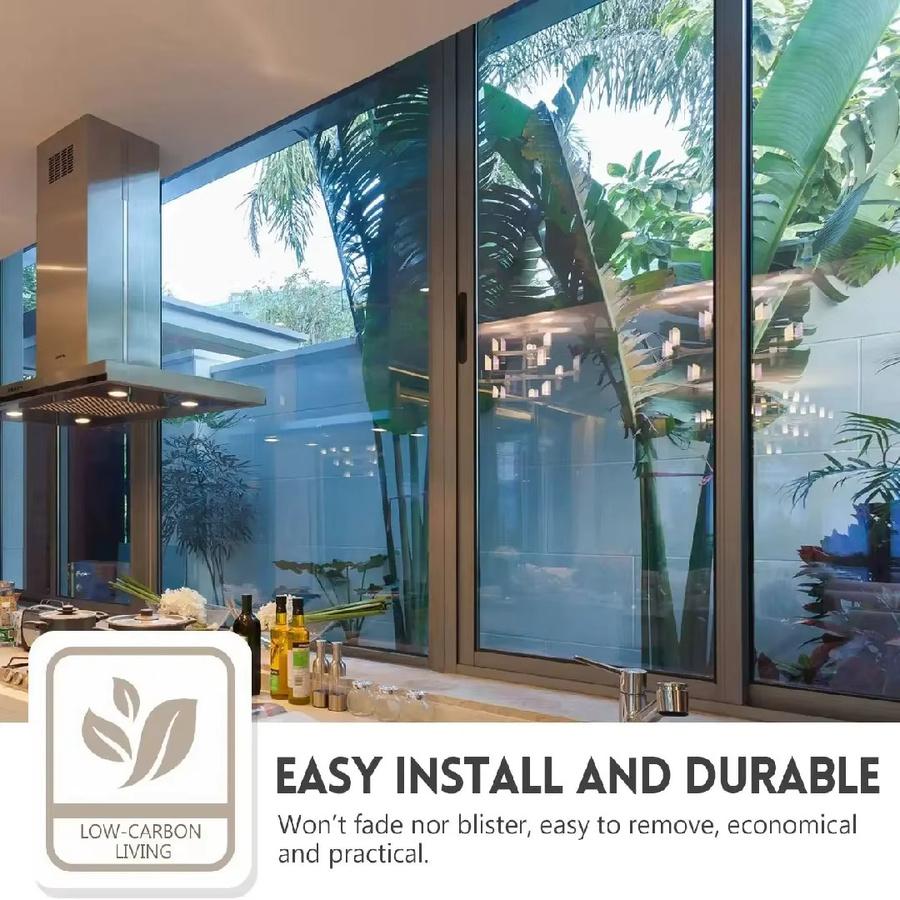 BUNPIG Fenster-Sichtschutzfolie Einseitige Vinyl-Spiegelfolie in Silber und Braun, Nicht-klebende Glasaufkleber Rollen mit UV-Schutz - Bild 5