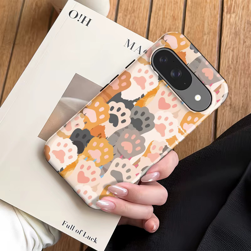 Fcicicase Handyhülle mit niedlichem Hunde- und Katzenpfoten-Design für Google Pixel 8 9 10 Pro 7A 8A 10A 10 9 Pro XL, stoßfeste matte Acryl-Abdeckung, Multicolor - Bild 3