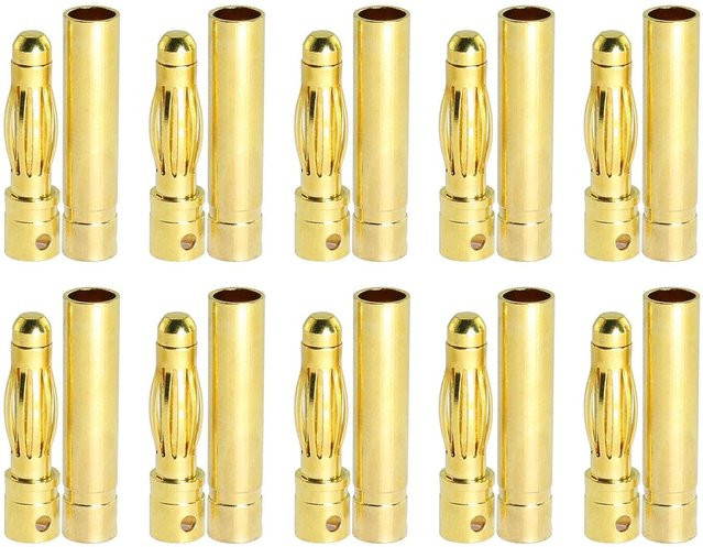 YUNIQUE EUROPE Bananenstecker 3mm vergoldet in Gold für RC LiPo Akkus, Car Audio und Stereo-Verkabelung - Bild 1