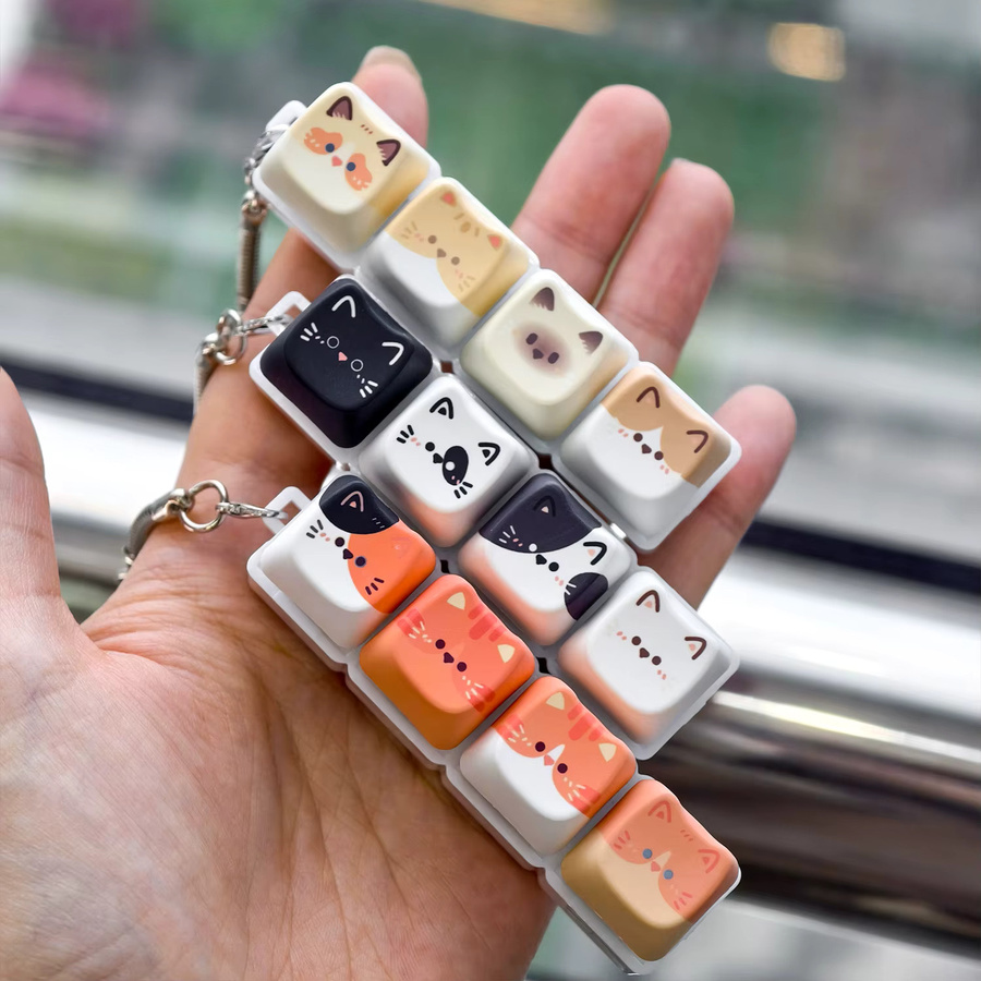 MAIMOOO Niedlicher Katzen-Tastaturschalter-Tester Kawaii-Tastenkappen-Schlüsselanhänger Kreatives Fidget-Spielzeug Taschenanhänger - Bild 2