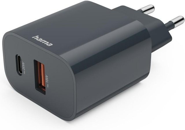 Hama Schnellladegerät mit 20 W Power Delivery, 1x USB-C und 1x USB-A, Anthrazit - Bild 1