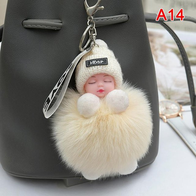 Linyi toy Schlüsselanhänger, schlafendes Baby, Plüschpuppe, Damen, Mädchen, gray - Bild 1