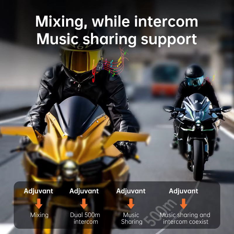 XINOWY Q68-Max Motorradhelm Bluetooth-Headset mit Gegensprechanlage für 2 Fahrer, Musikfreigabe, IP56 wasserdicht und Rauschunterdrückung, Farbe: Schwarz - Bild 3