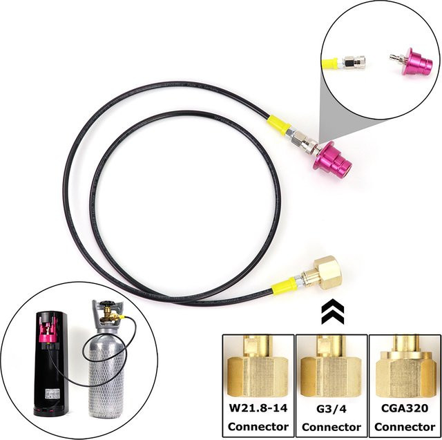 SODA Terra DUO Art CO2-Tankfülladapter-Schlauchset passend für Sodastream mit W21,8–14 oder CGA320 G3/4-Anschluss - Bild 1