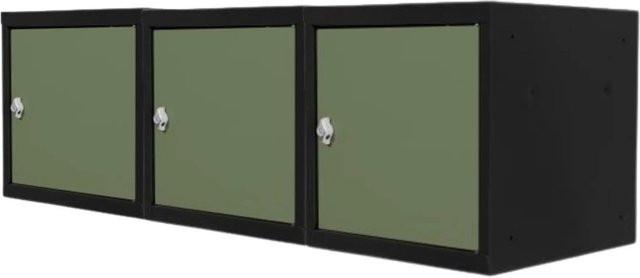 PROREGAL Blocky Schließfachwürfel Set mit 3 Einheiten und Drehriegelschloss für Vorhängeschlösser, Farbe: Anthrazit/Resedagrün, B/T/H: 40 x 40 x 40 cm - Bild 1