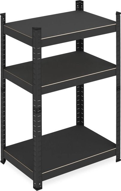 Relaxdays Schwerlastregal aus Stahl und MDF in Schwarz mit 3 Ebenen, B/T/H: 90 x 60 x 40 cm - Bild 1