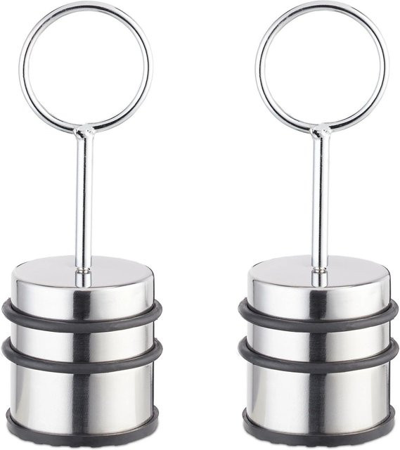 Relaxdays Türstopper Edelstahl Silber Schwer mit Griff, 2er Set, Höhe: 20 cm, Breite: 7 cm, Gewicht: 1,2 kg pro Stück - Bild 1