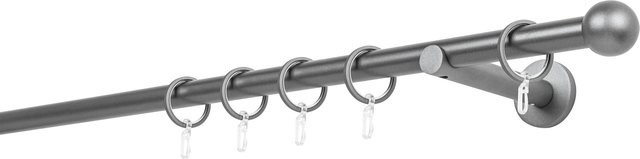 ONDECO Wandträger für 1-läufiges Rohr mit Endstück Ball in Anthrazit, Länge: 250 cm, Durchmesser: 20 mm, Wandabstand: 12 cm - Bild 1