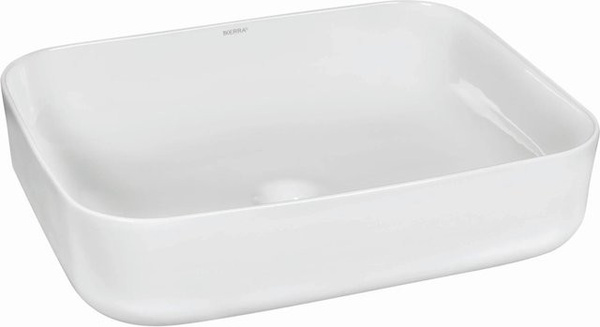 Kerra Aufsatzwaschbecken KR-384 aus Keramik, Weiß Glänzend, Rechteckig