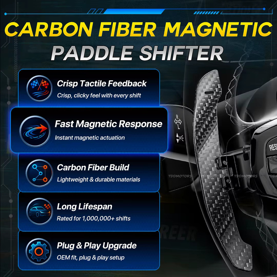 TDD Carbonfaser-Magnetschaltwippen in Schwarz für BMW E90 M3 E92 M3 E93 M3 X5M X6M E70 E71 Lenkrad-Schaltwippen - Bild 3