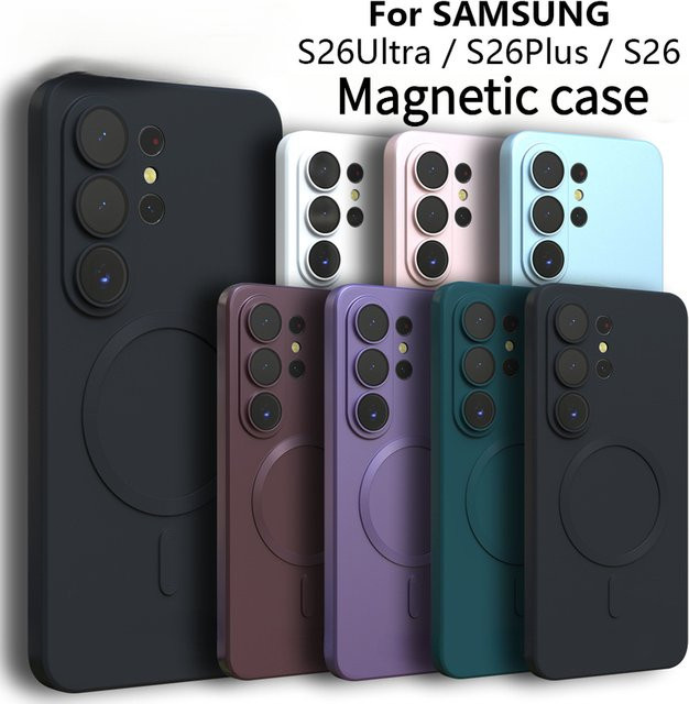 Magnetische Matte Handyhülle für Samsung Galaxy S26 Ultra S25 S24 S23 FE S22 S21 S20 Plus Note 20 Ultra mit MagSafe Kompatibilität in Schwarz - Bild 1