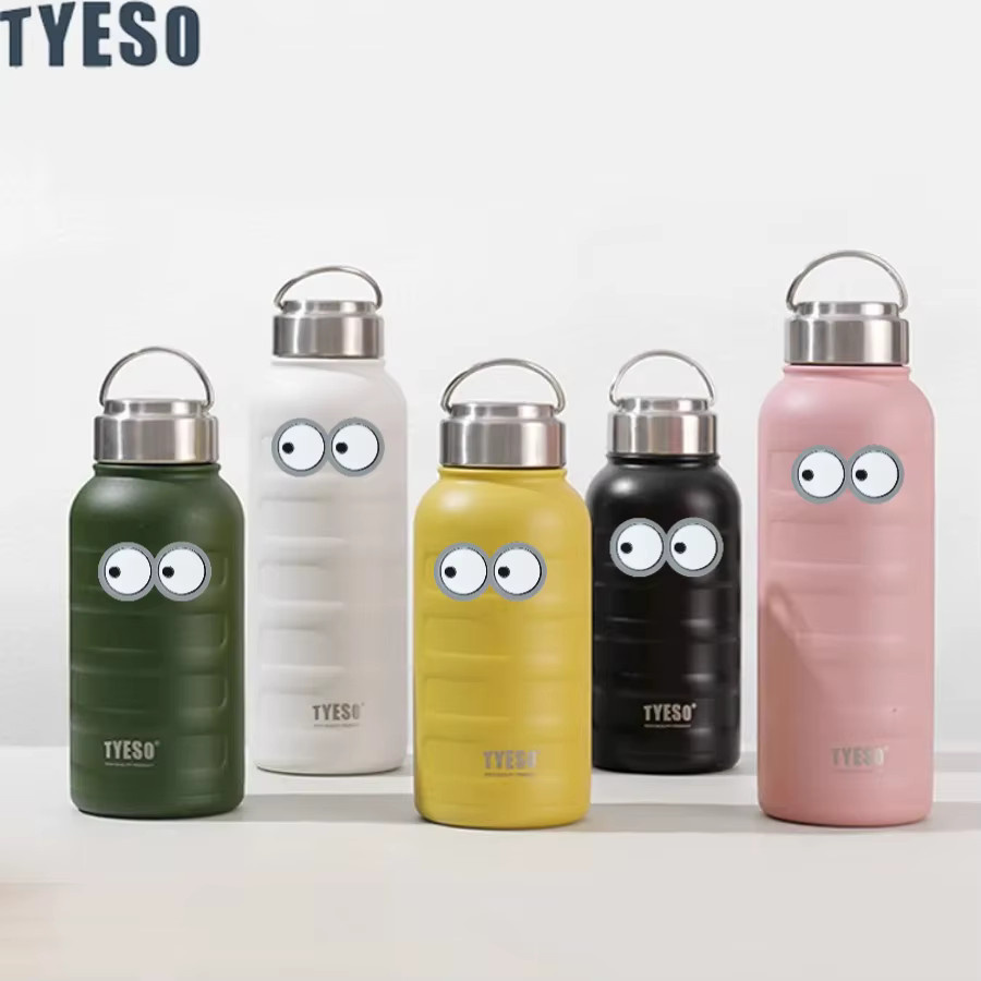 Tyeso Thermoskanne aus Edelstahl mit Augen-Design, Tragbare Sport-Vakuumflasche und Thermobecher, Farbe: Purple, Volumen: 750 ml - Bild 2