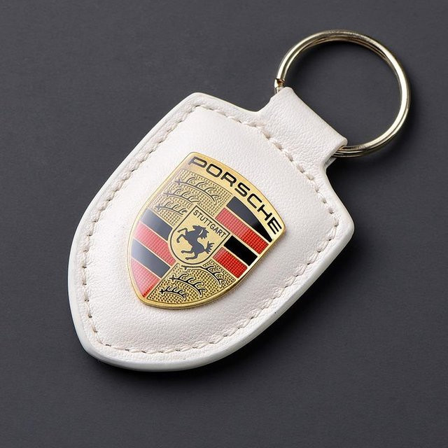 Porsche Schlüsselanhänger Leder, Weiß, Unisex - Bild 1