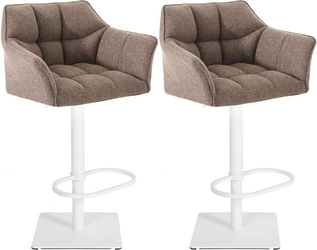 DELUKE 2er Set Barhocker SIHAR in Terrabraun und Weiß, höhenverstellbare Barstühle mit Lehne und 360 Grad Drehsitz, B/T/H: 64 x 45 x 88 cm - Bild 1