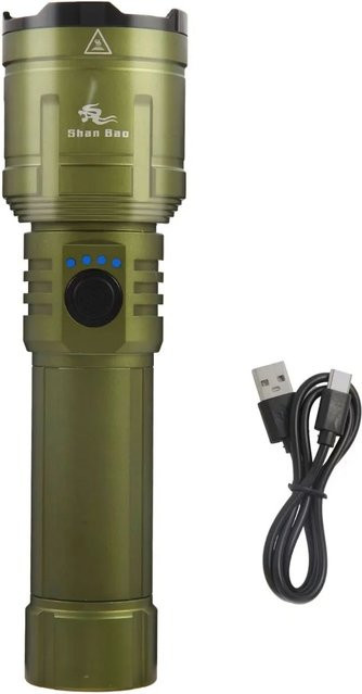 Shan Bao Green Outdoor Taschenlampe mit Multimode-Zoom und wiederaufladbarem 3000 mAh Akku - Bild 1