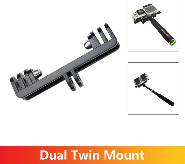 EXSKOF Dual Twin Mount Doppelkopf-Stativadapter in Schwarz für GoPro Hero 13 12 11 10 9 Insta360 SJCAM AKASO DJI OSMO Action-Kameras - Bild 1