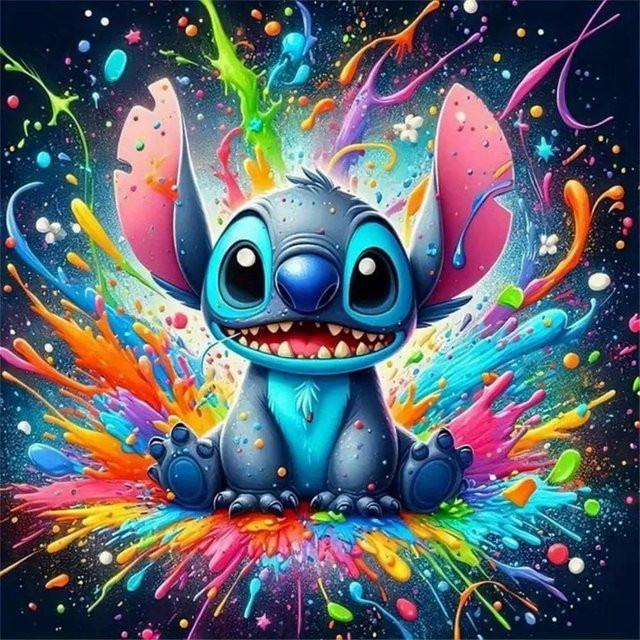 Disney Diamond Painting Kit Stitch 5D Vollstickerei Kunst Set mit Rund-Strass in Multicolour, Breite: 50 cm, Höhe: 50 cm - Bild 1