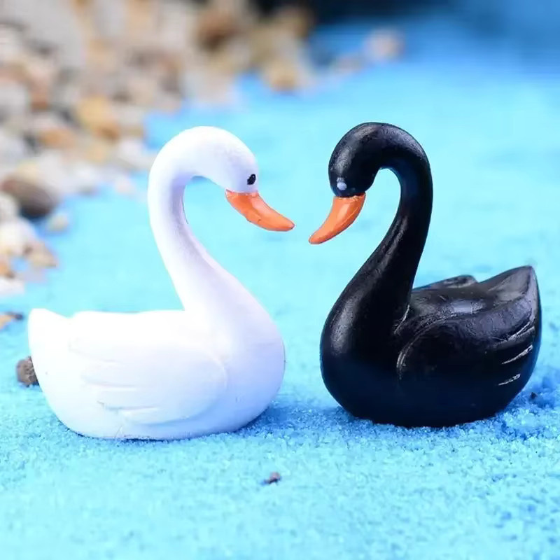MINIDEAL Schwan Garten Dekorationen, Miniatur Figur, 10-teiliges Set, Weiß Schwarz - Bild 2