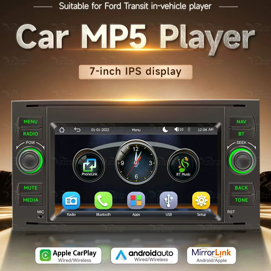 BQCC 7-Zoll MP5 Autoradio-Empfänger mit RDS in Schwarz passend für Ford Transit und General Motors Fahrzeuge - Bild 5