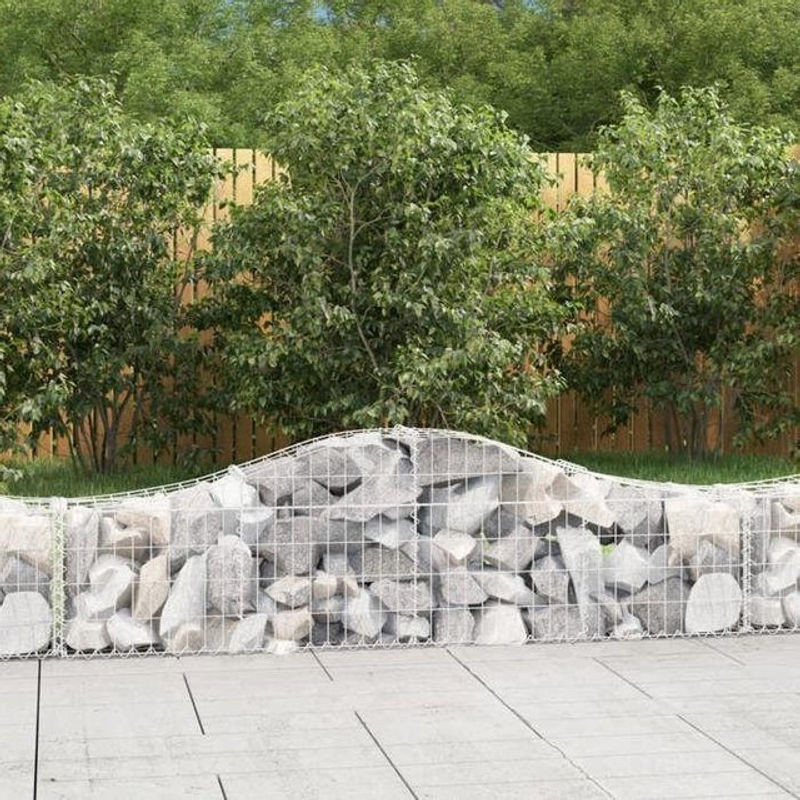 Maison Exclusive Gabion Körbe im Bogen-Design 9er Set aus verzinktem Metall in Silber und Grau B/T/H: 200 x 30 x 40/60 cm - Bild 1
