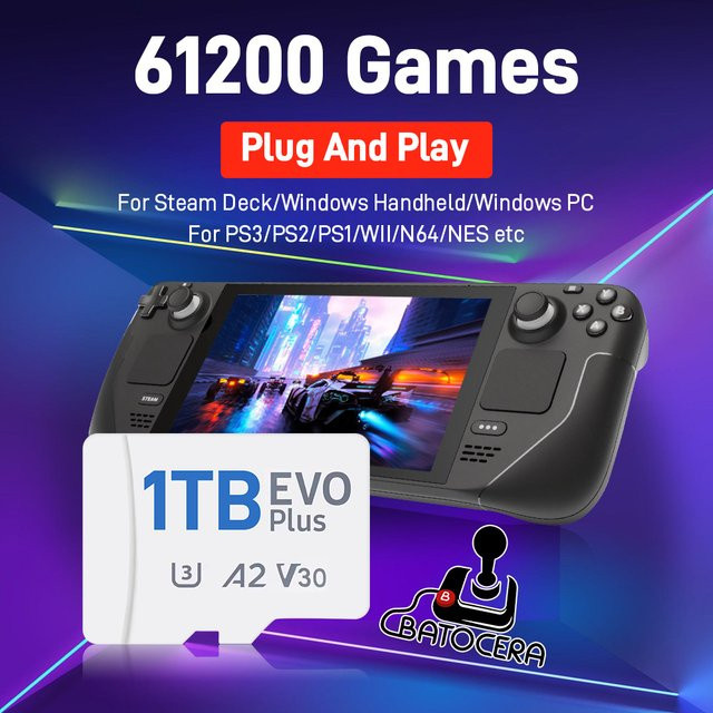 JMachen Retro Gaming Speicherkarte mit über 61200 Spielen für Steam Deck, Win Handheld und PC - Bild 1