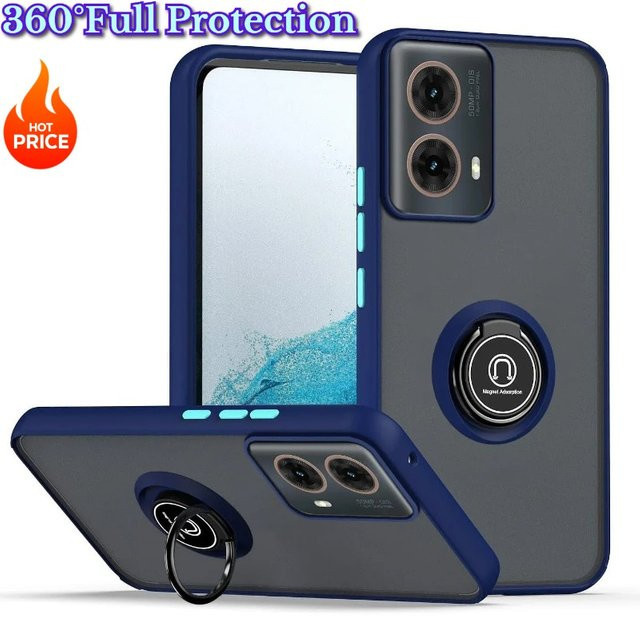 Magnetische Schutzhülle für Motorola G86, G56 und Edge 60 Pro Fusion in Blau mit 360 Grad drehbarer Halterung und mattem Finish - Bild 1