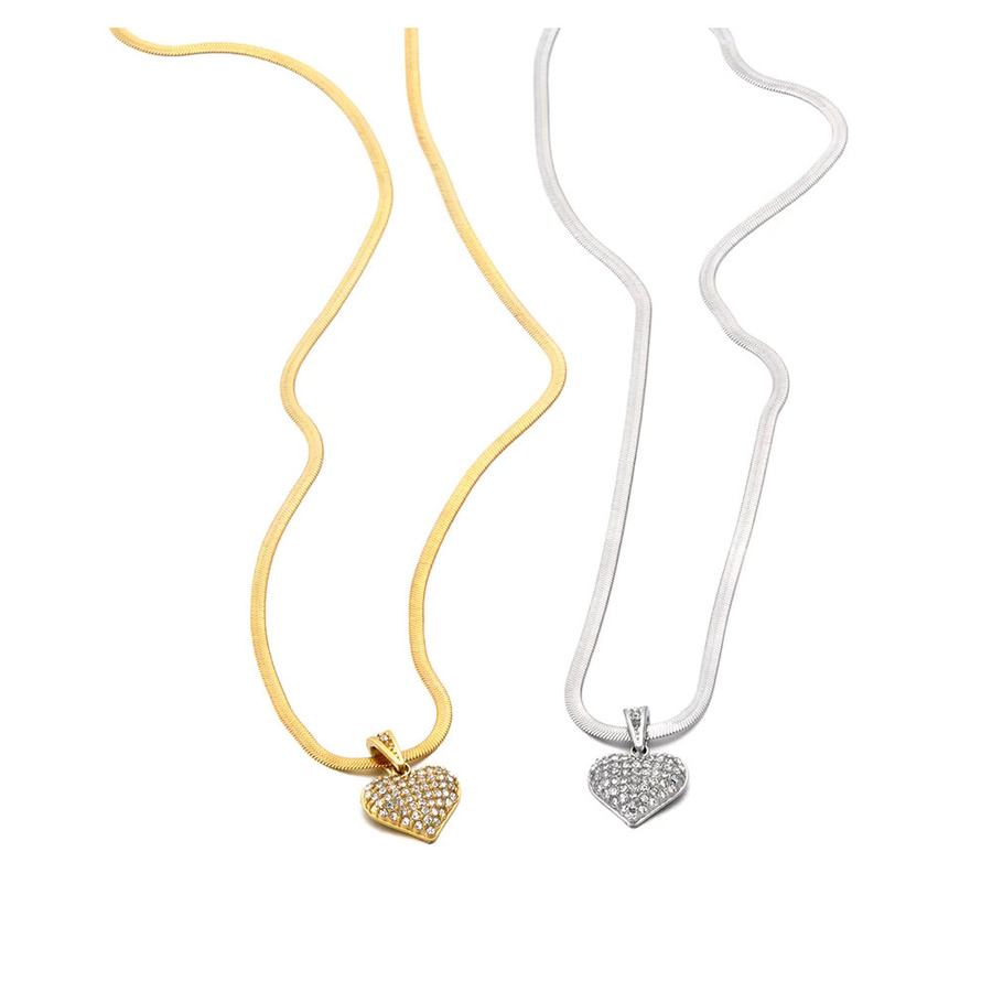 Lokaer Halskette mit Herzanhänger, Edelstahl, Gold, Kristall, Damen - Bild 2