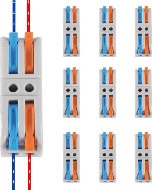 AOKIN 10 Stück Mini-Hebelmutter Drahtleiter-Stecker 2-zu-2-Ausgang Klemmenblock für schnelle Kabelverbindungen - Bild 1