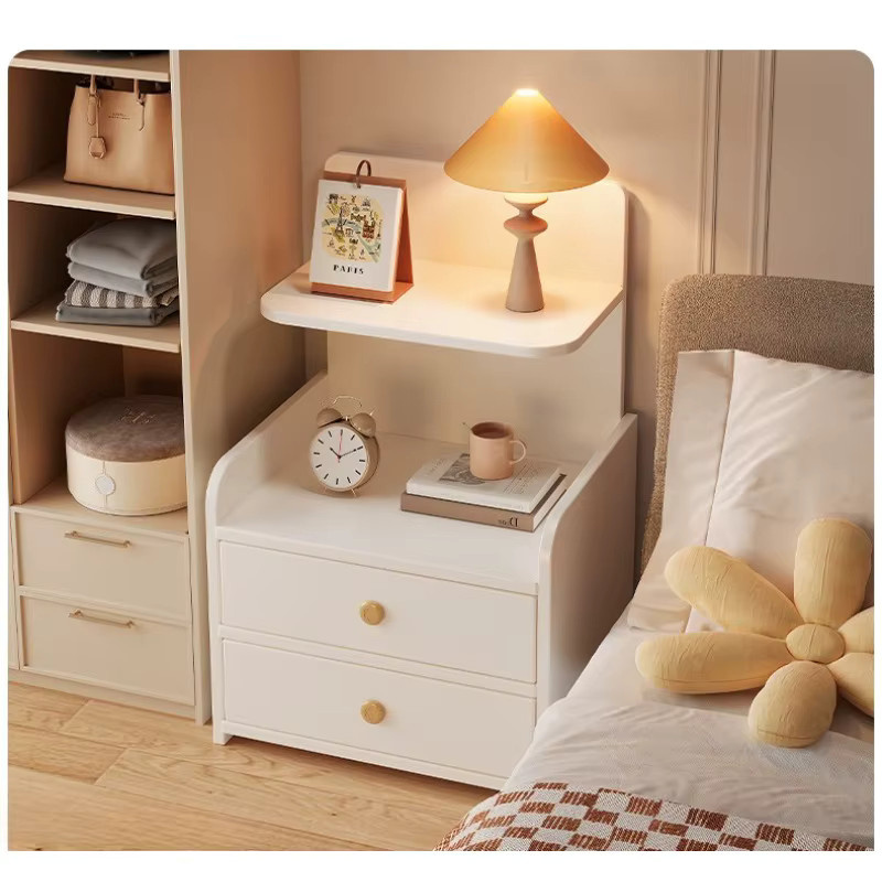Moderner Nachttisch von LIUSHADUOLA in Weiß mit mattem Holz-Finish für dein Schlafzimmer - Bild 1