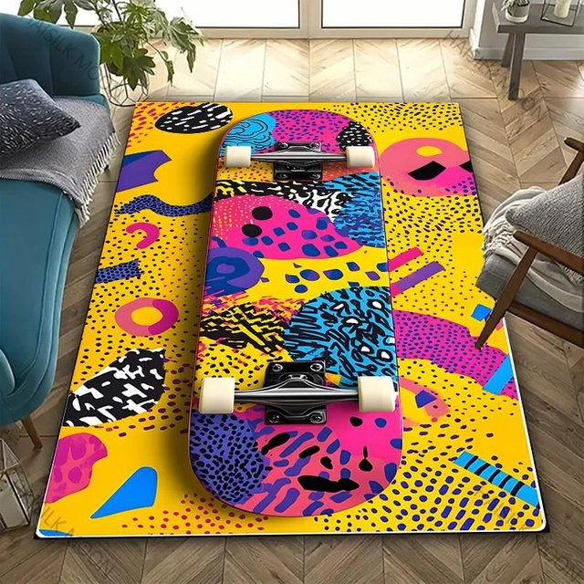 Rutschfester Teppich mit Skateboard-Print von AISILK MOON in Mehrfarbig, B/B: 40 x 60 cm - Bild 1