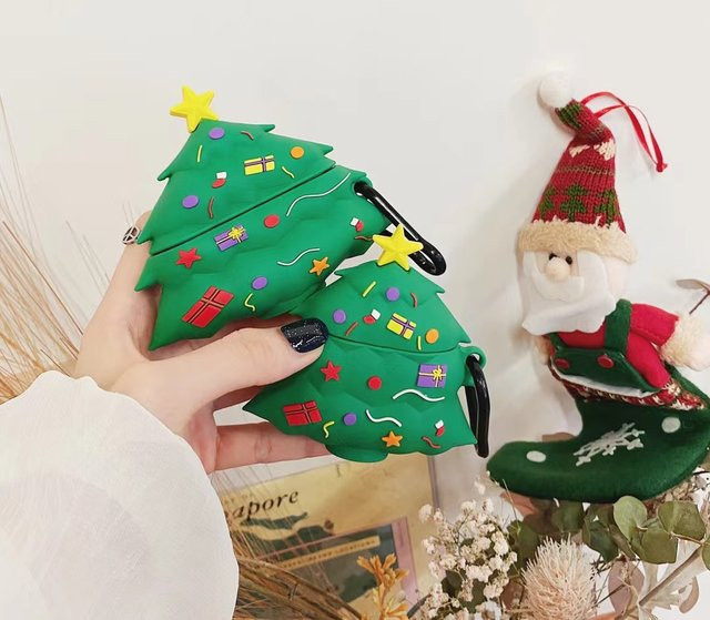 Weihnachtsbaum Schutzhülle für Apple AirPods 1 2 4 Pro 2 und Airpods Pro 3 in Grün - Bild 1