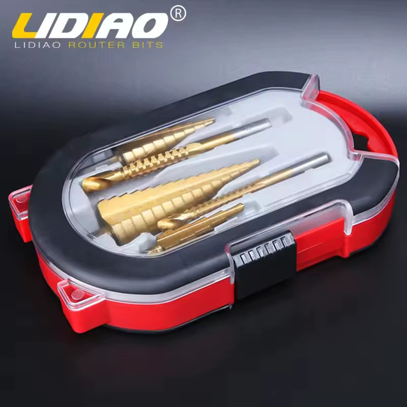 LIDIAO 6-teiliges Lochstanz- und Montageset mit gerilltem Stufenbohrer und dreieckigem Griff in Gold - Bild 2