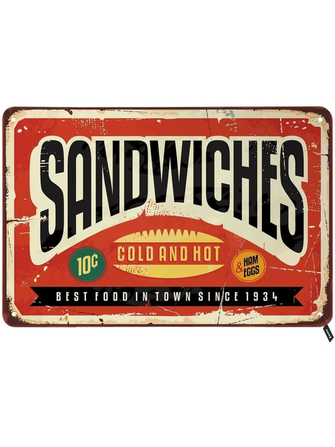 Swono Vintage Metallschild Sandwiches Wanddekoration für Bars und Restaurants - Bild 2