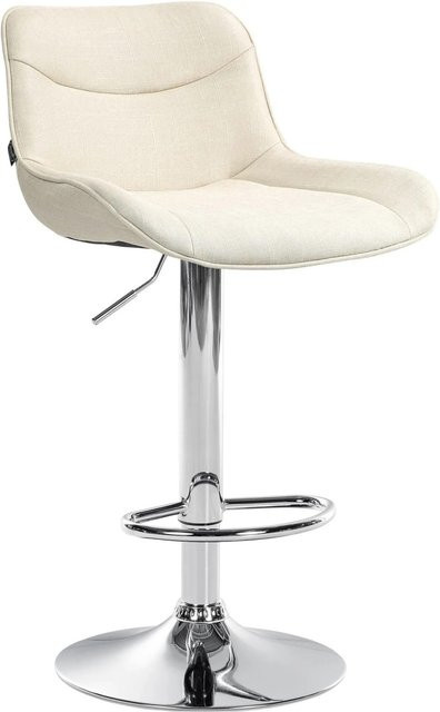 DELUKE Barhocker RAGAD höhenverstellbarer Barstuhl mit Lehne in Creme und Silber, drehbar, B/T/H: 49 x 51 x 85 cm - Bild 1