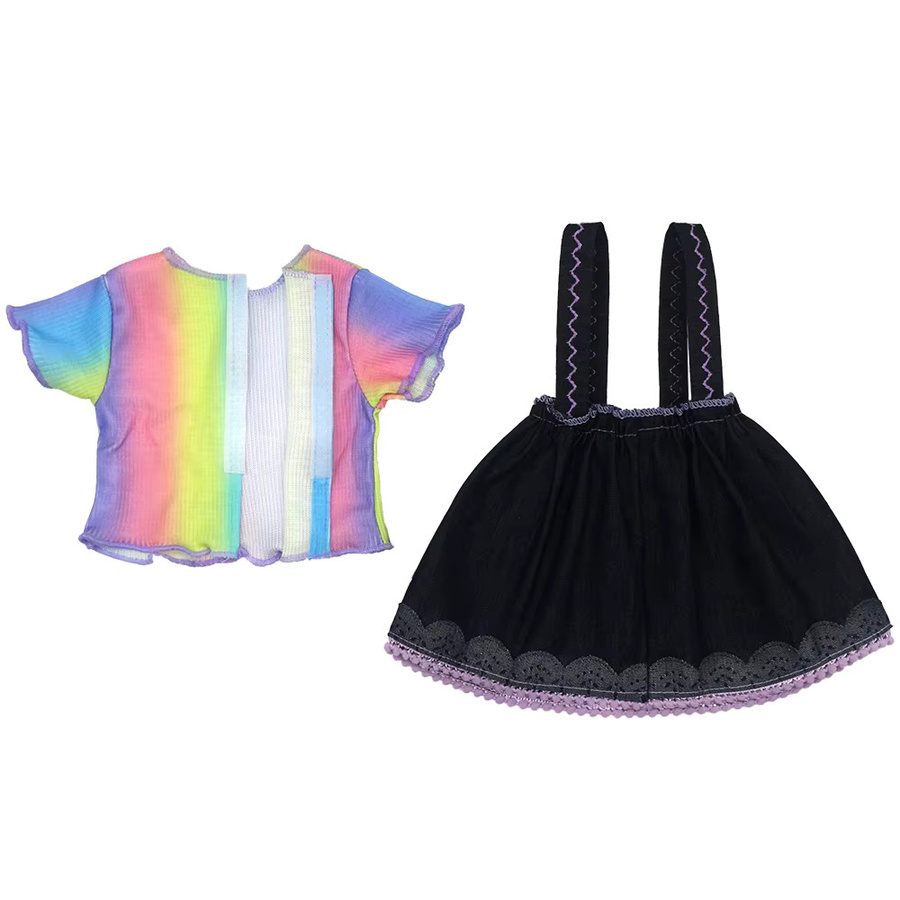 LIN KUN Puppen-Set mit Regenbogen-Jeans-Hosenträgerrock, Zubehör, Bunt / Mehrfarbig - Bild 4