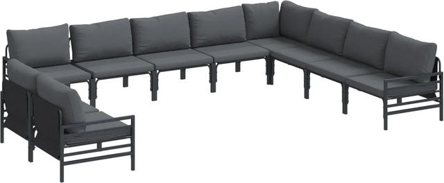 vidaXL 10-teiliges Garten-Sofa-Set in Anthrazit aus pulverbeschichtetem Stahl mit Polstern und UV-Beständigkeit - Bild 1