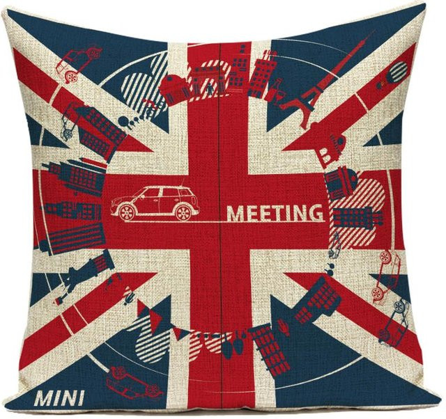Retro Kissenbezug London Bus Design aus Polyester, B/B: 50 x 50 cm, Mehrfarbig - Bild 1