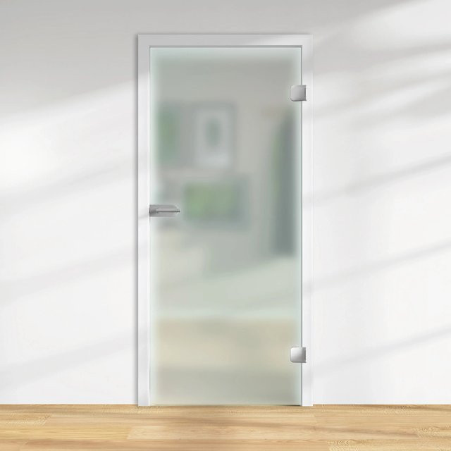 Skyscope Glasdrehtür ESG satiniert Floatglas DIN Rechts, Farbe: Weiß/Transparent, H x B x T: 197,2 x 83,4 x 0,8 cm - Bild 1