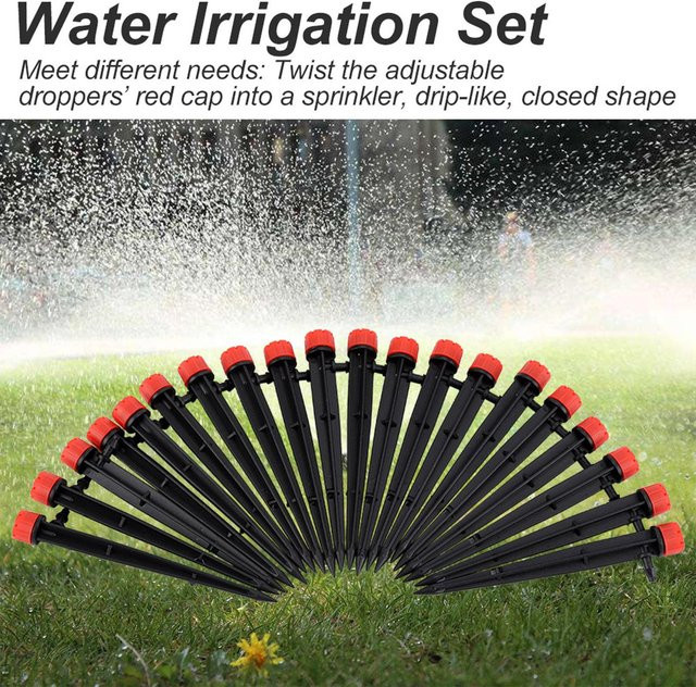 Fishine Automatisches Wasserbewässerungsset mit Bodeneinsatz und Tropfern, 25 Meter, Schwarz - Bild 1