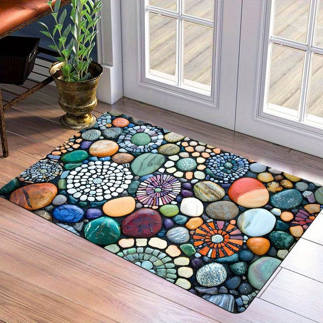 VIKAMA Fußmatte im Kieselstein-Design, bunter Teppich für Küche und Badezimmer, B/T: 60 x 40 cm - Bild 1