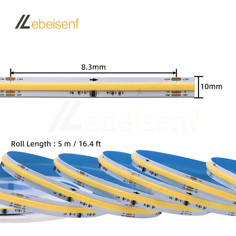 lebeisenf COB WS2811 LED-Lichtleiste RGBIC mit Durchflusseffekt, 5 m Länge, 360 LEDs, DC24 V, adressierbar und zuschneidbar - Bild 4