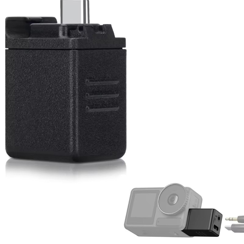 DJI Audio-Adapter für OSMO Action 4/5 Pro mit 3,5 mm Klinke und USB-C Ladeanschluss, Schwarz - Bild 3