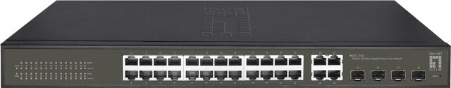 LevelOne Hilbert 28-Port Gigabit Smart Lite Switch GES-2128 in Schwarz mit 24 x Gigabit RJ45 und 4 x Gigabit SFP/RJ45 Combo Ports - Bild 1