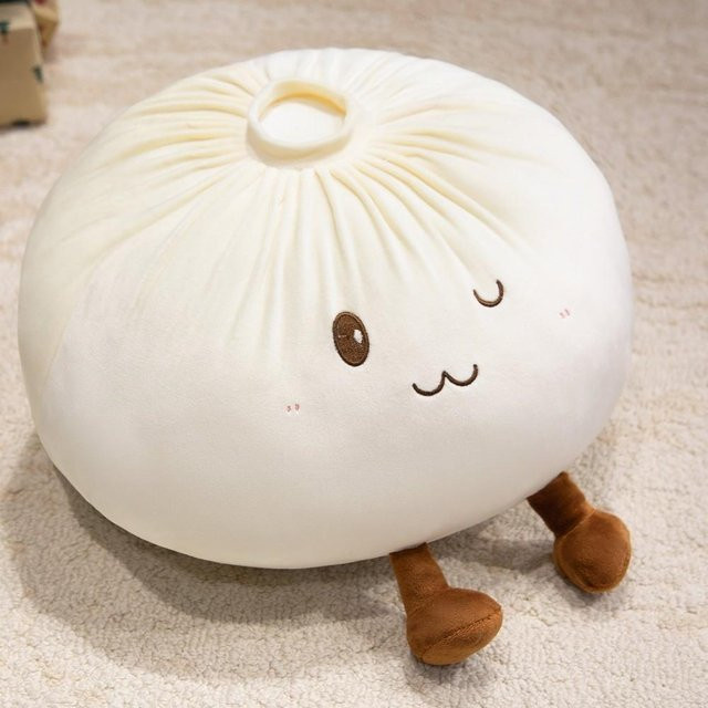Dampfbrötchen Plüschkissen, Lebensmittelgeformtes Kuschelkissen - Bild 1