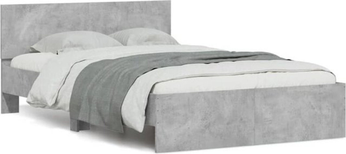 Modernes Vidaxl Bettgestell mit Kopfteil und LED-Beleuchtung in Grau, B/T/H: 140 x 200 cm - Bild 1